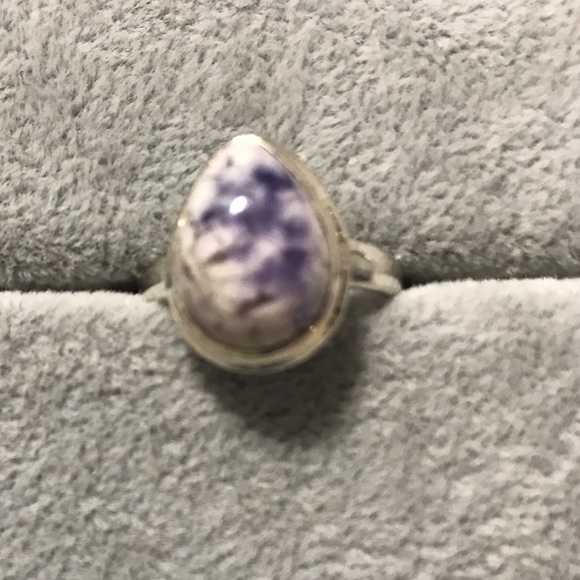 New Sterling Silver Purple Teardrop Morado Violet Flame Opal Ring Sz 7 Crystal - Picture 12 of 16